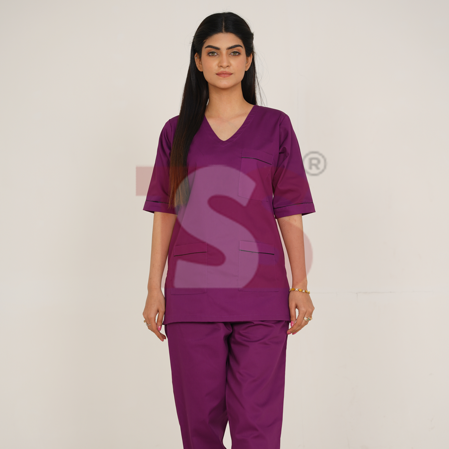 Maroon Plain Scrub